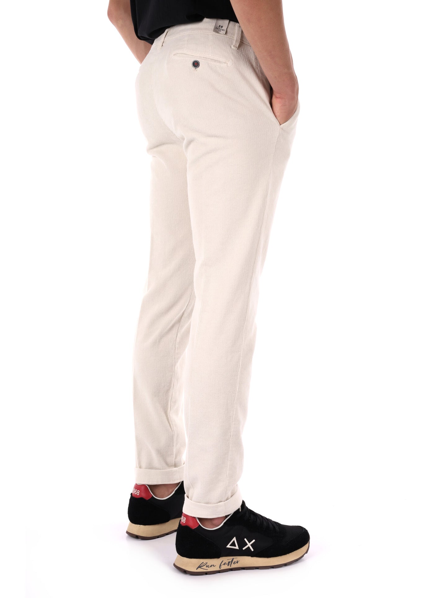 PANTALONE SILVER VELLUTO FB DA UOMO PANNA