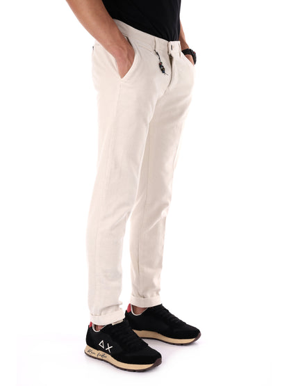 PANTALONE SILVER VELLUTO FB DA UOMO PANNA