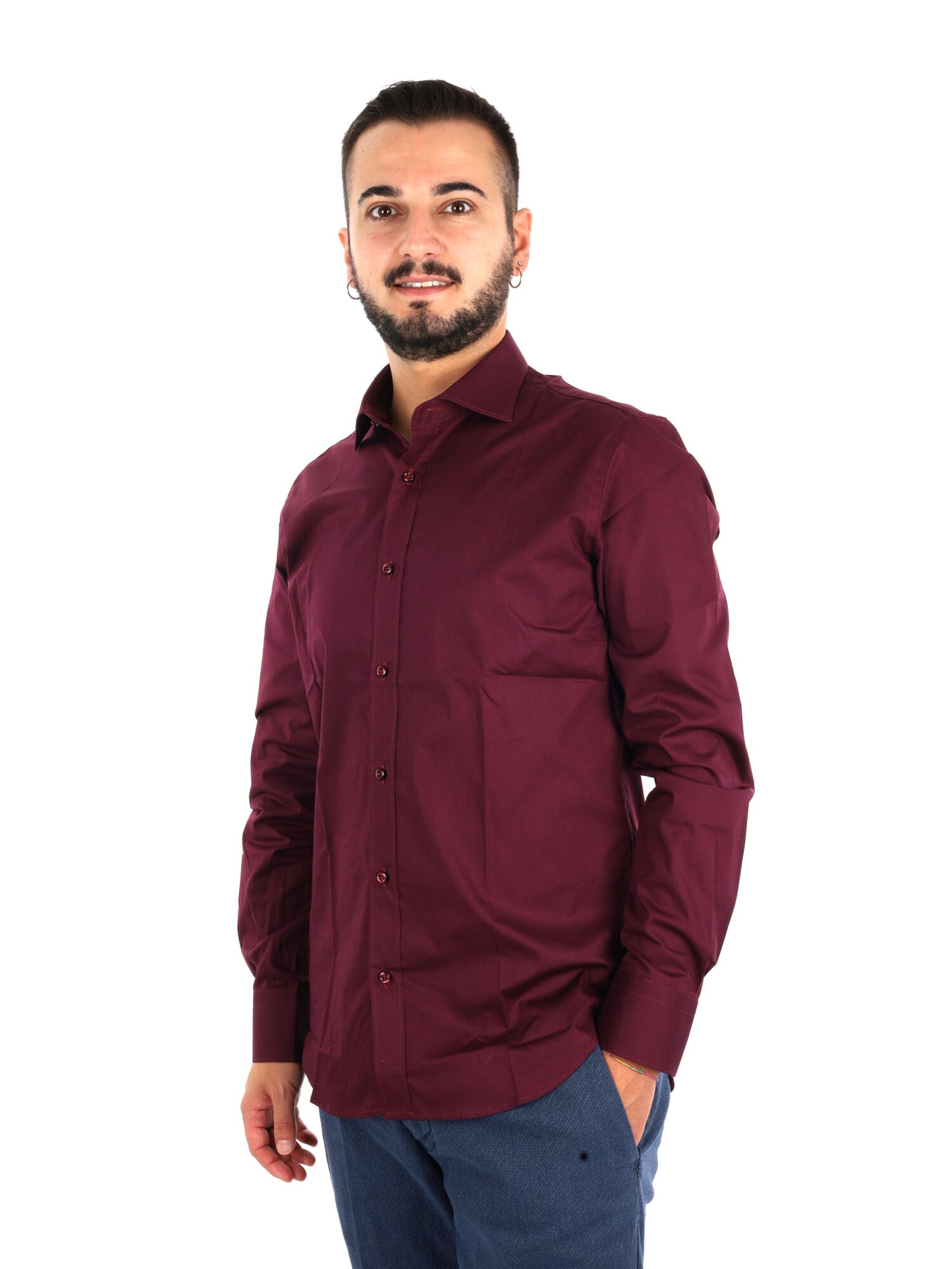 Fb Soft Bordo, camicia da uomo bordeaux