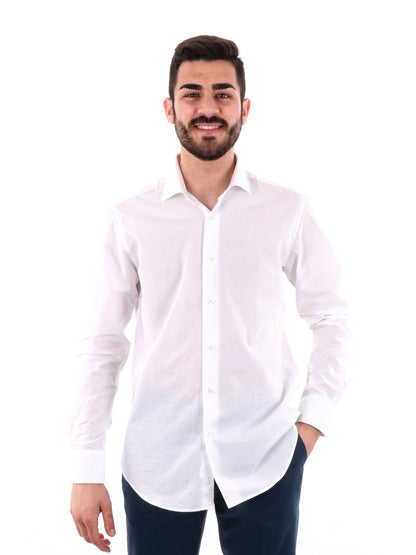 Camicia elegante FB Sorriso 387 in cotone bianca da uomo slim fit