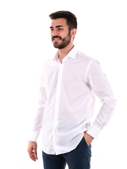 Camicia elegante FB Sorriso 387 in cotone bianca da uomo slim fit