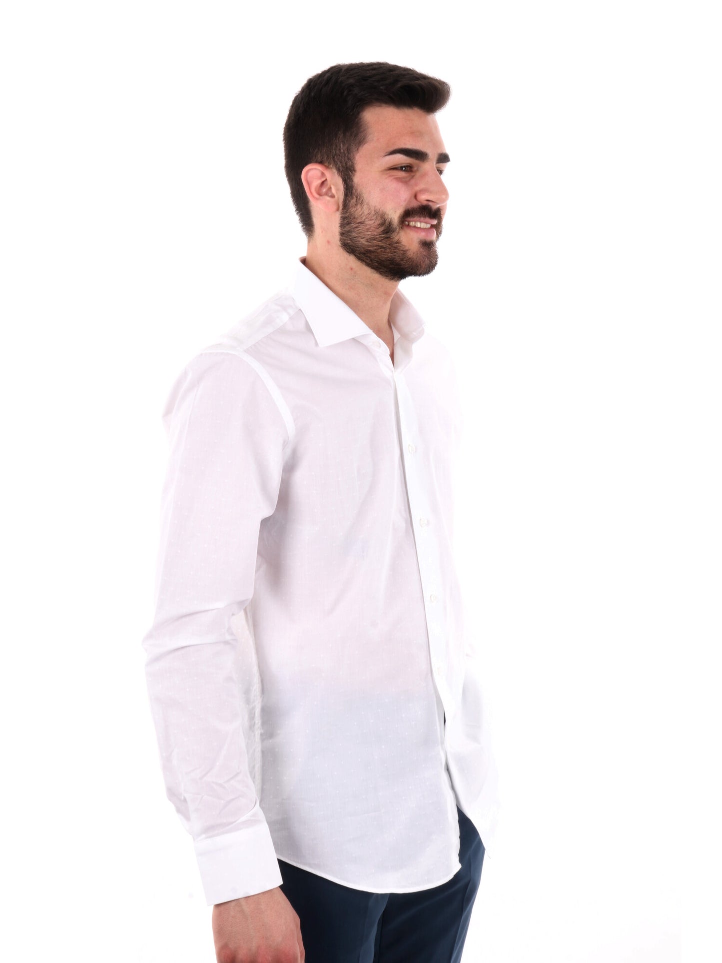 Camicia elegante FB Sorriso 387 in cotone bianca da uomo slim fit