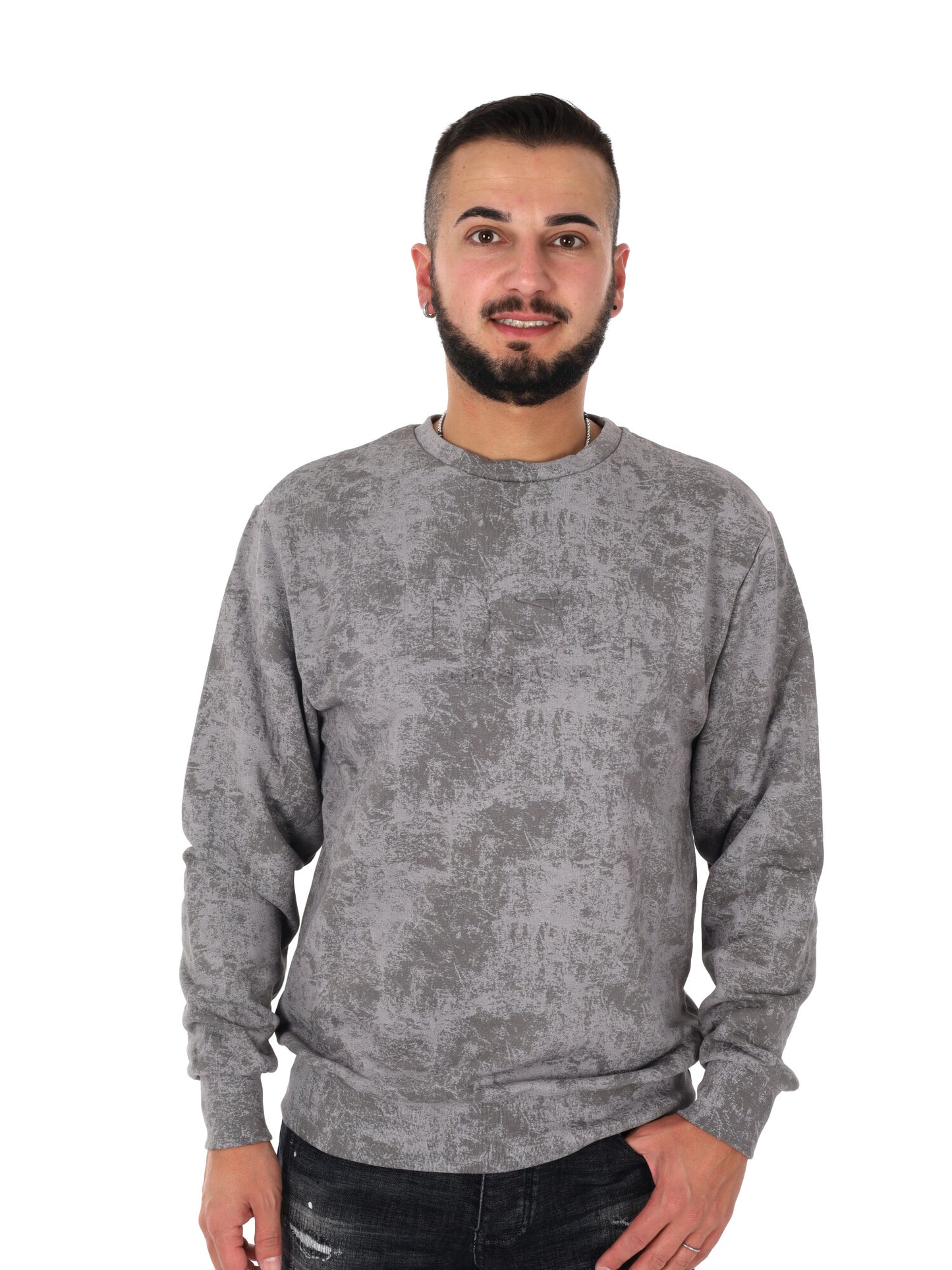 Felpa girocollo DS2 Stone uomo grigia per la primavera