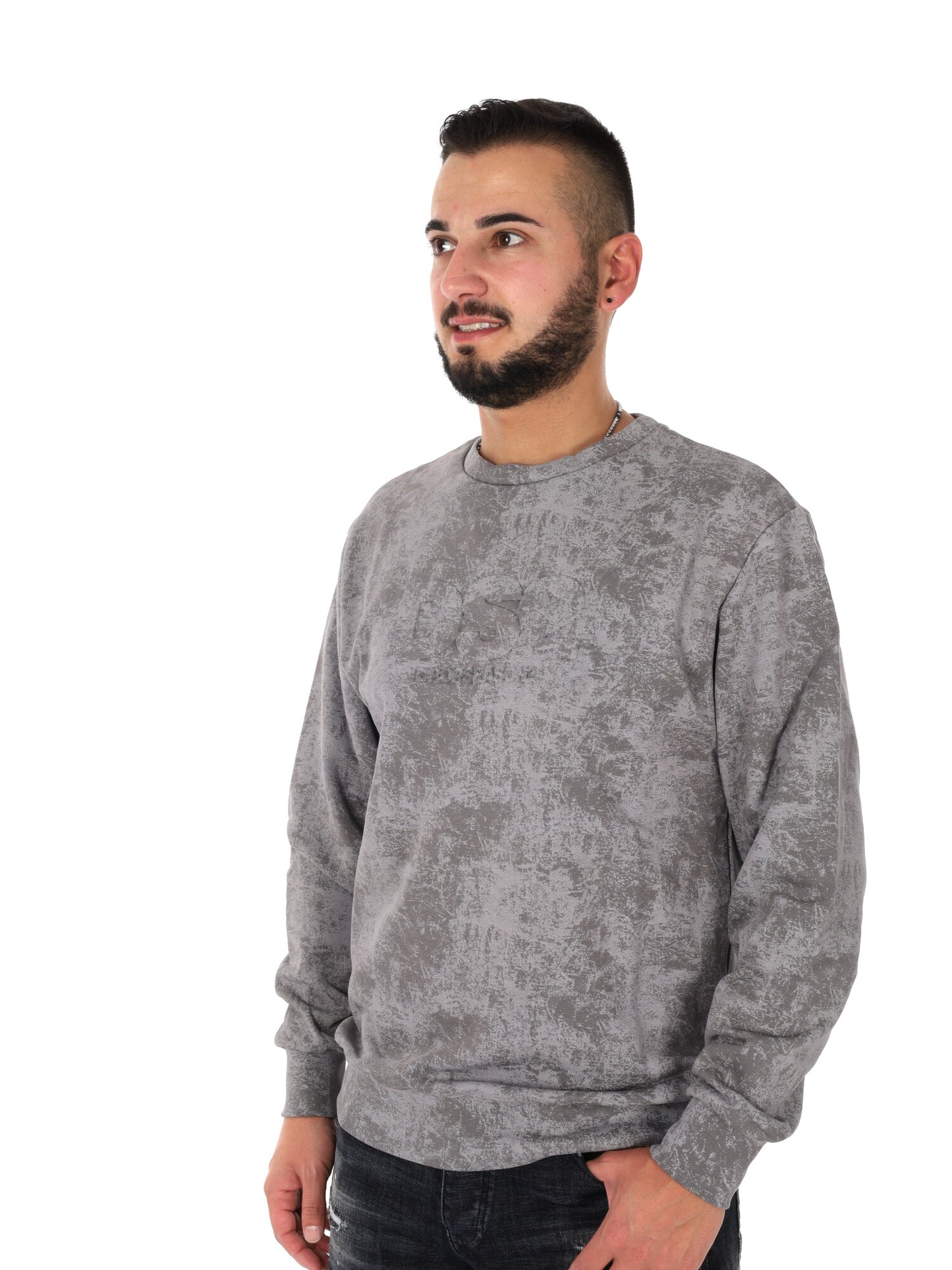 Felpa girocollo DS2 Stone uomo grigia per la primavera