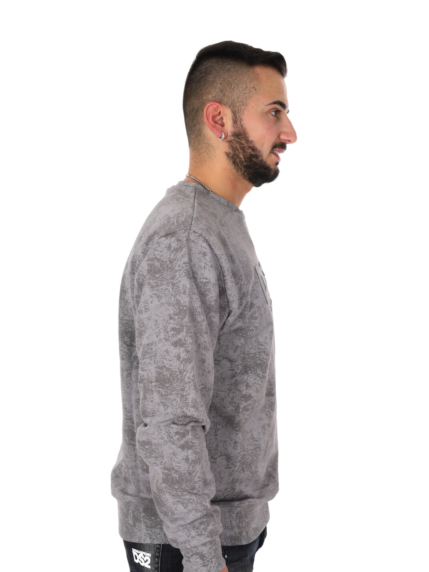 Felpa girocollo DS2 Stone uomo grigia per la primavera