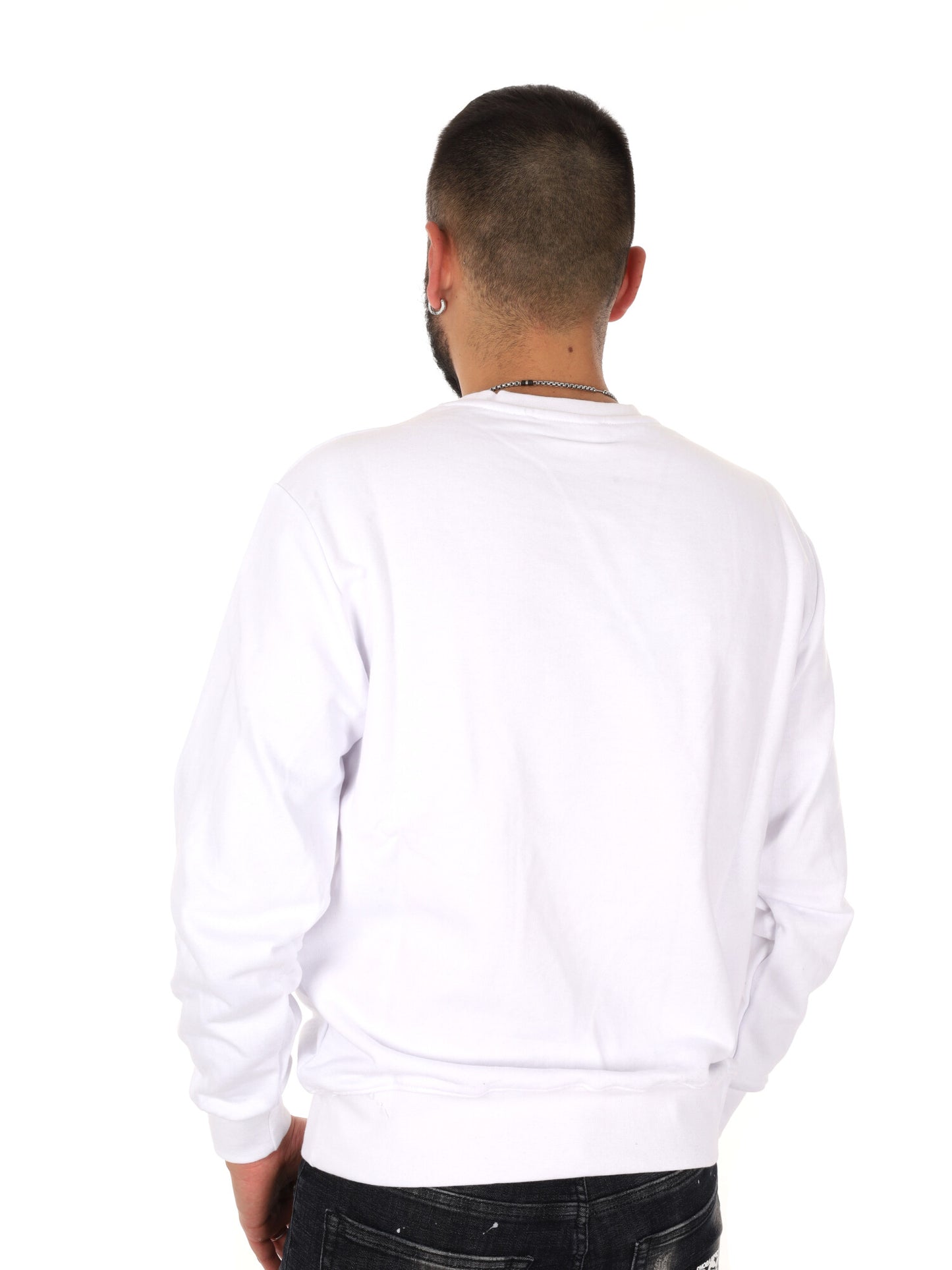 Felpa girocollo bianca da uomo Ds2, stile essenziale e casual