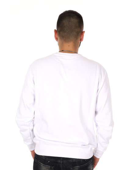 Felpa girocollo bianca da uomo Ds2, stile essenziale e casual