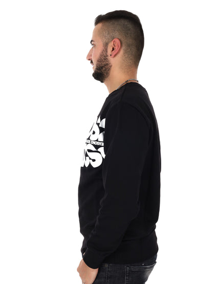 Ds2 felpa girocollo da uomo in cotone nero con maxi logo