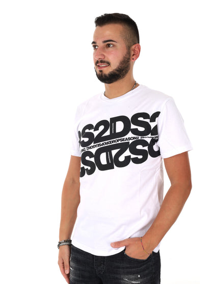 T-shirt DS2 Drop Season 2 da uomo bianca con maxi logo