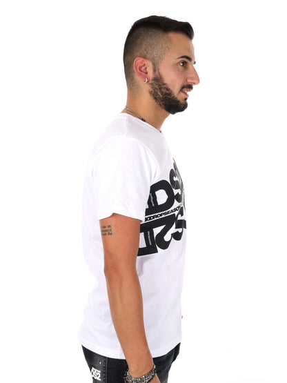 T-shirt DS2 Drop Season 2 da uomo bianca con maxi logo