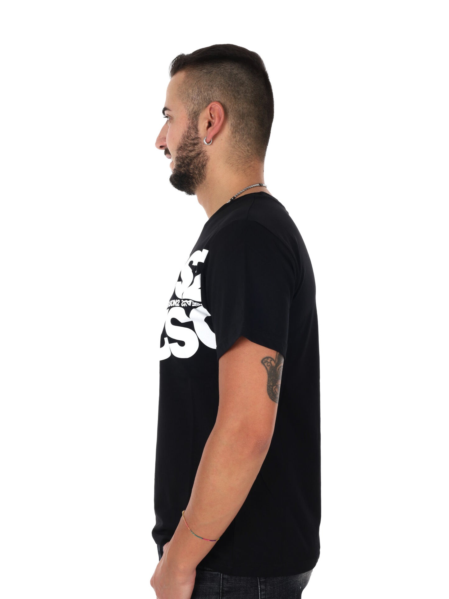 DS2 DropSeason2, t-shirt uomo nera con maxi logo diagonale