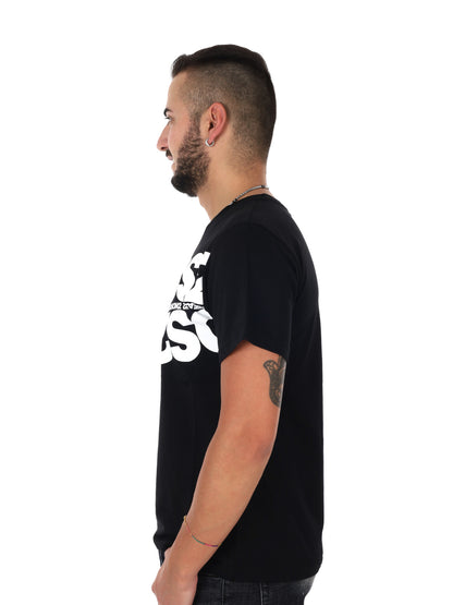 DS2 DropSeason2, t-shirt uomo nera con maxi logo diagonale