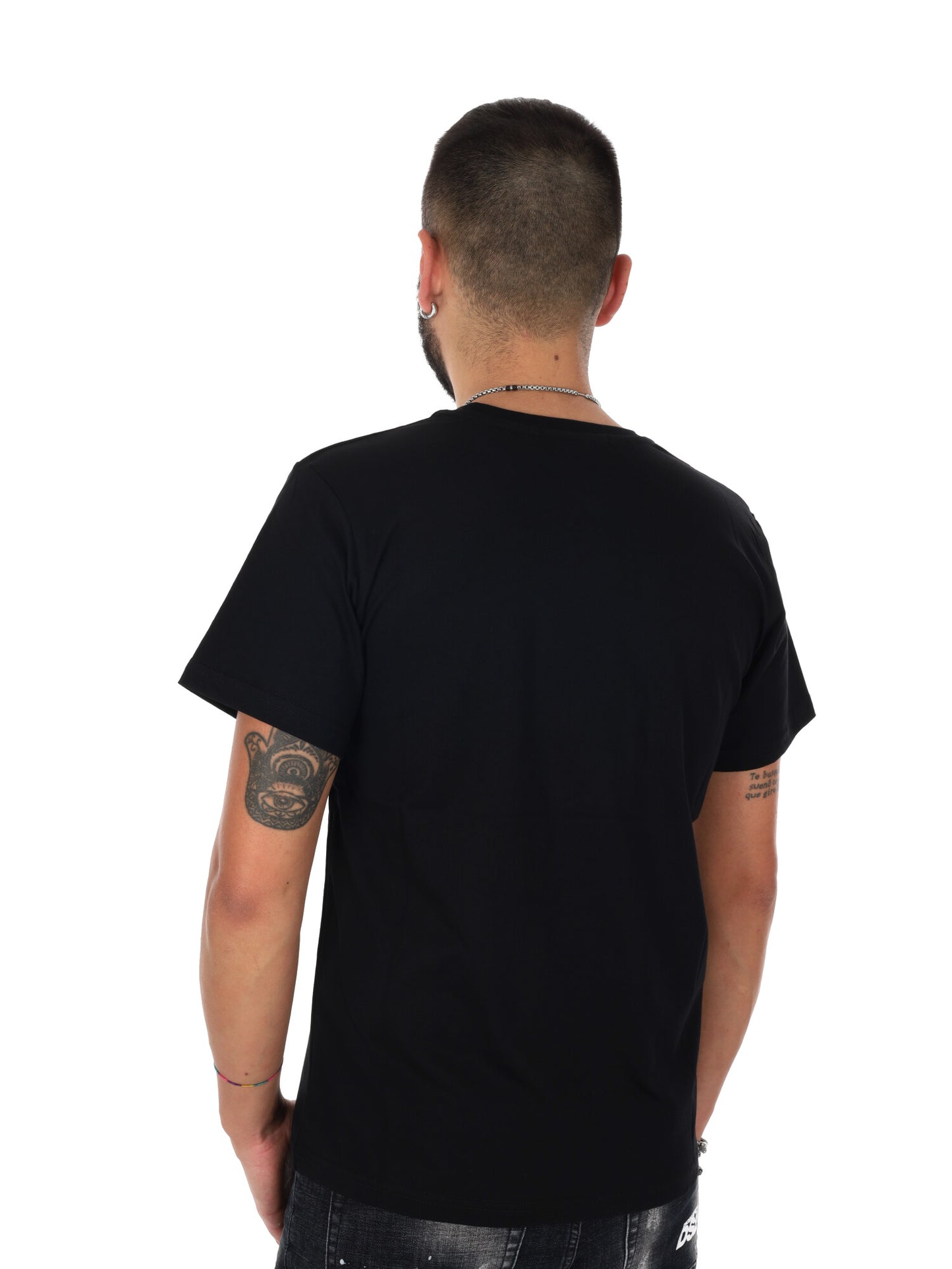 DS2 DropSeason2, t-shirt uomo nera con maxi logo diagonale