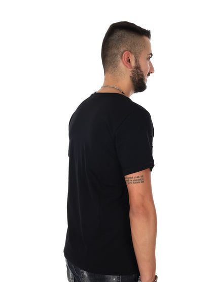 DS2 DropSeason2, t-shirt uomo nera con maxi logo diagonale