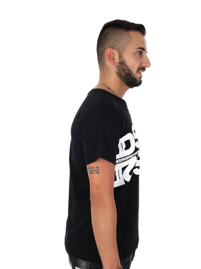 DS2 DropSeason2, t-shirt uomo nera con maxi logo diagonale
