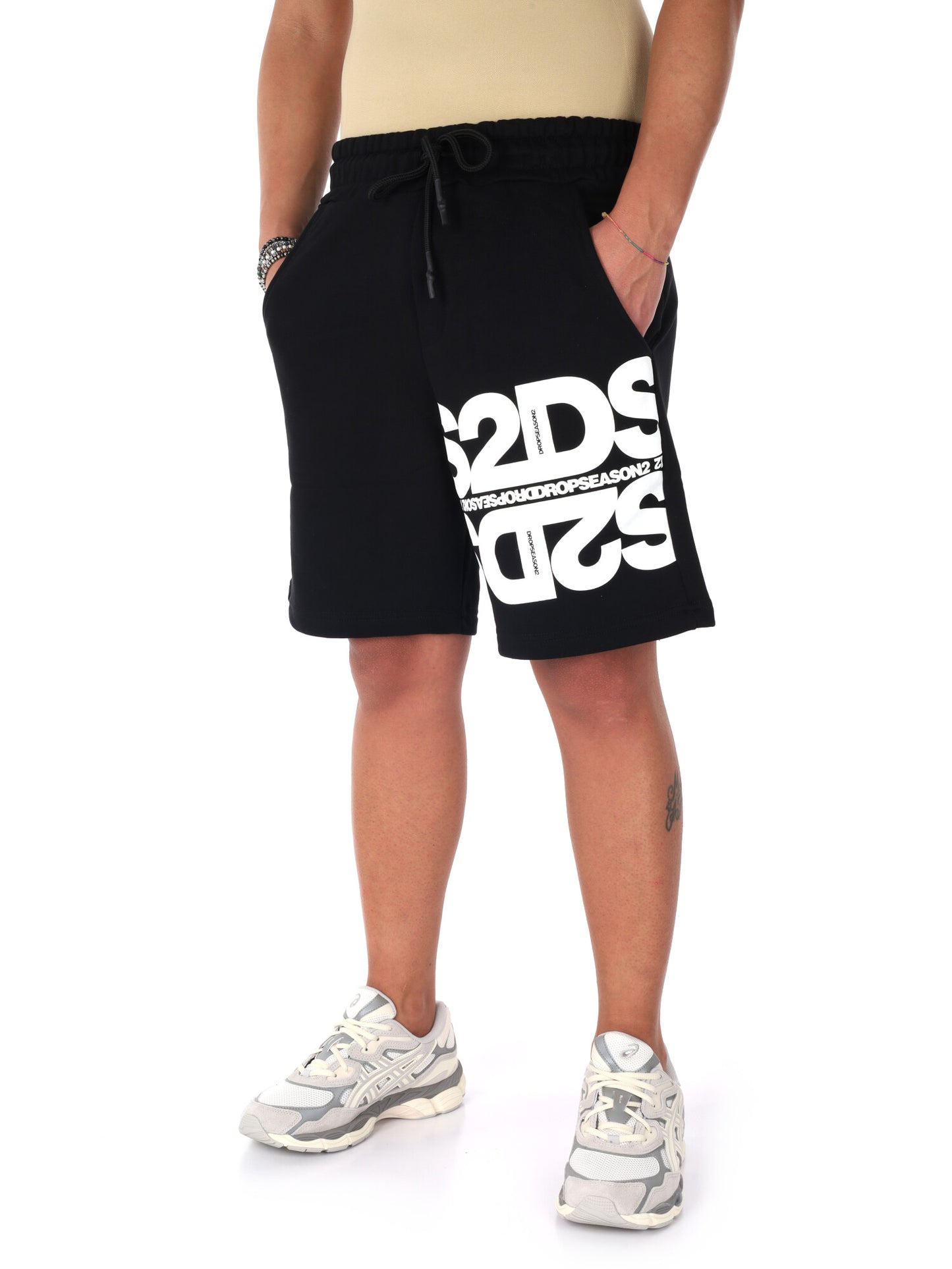 Bermuda DS2 da Uomo nero con maxi scritta