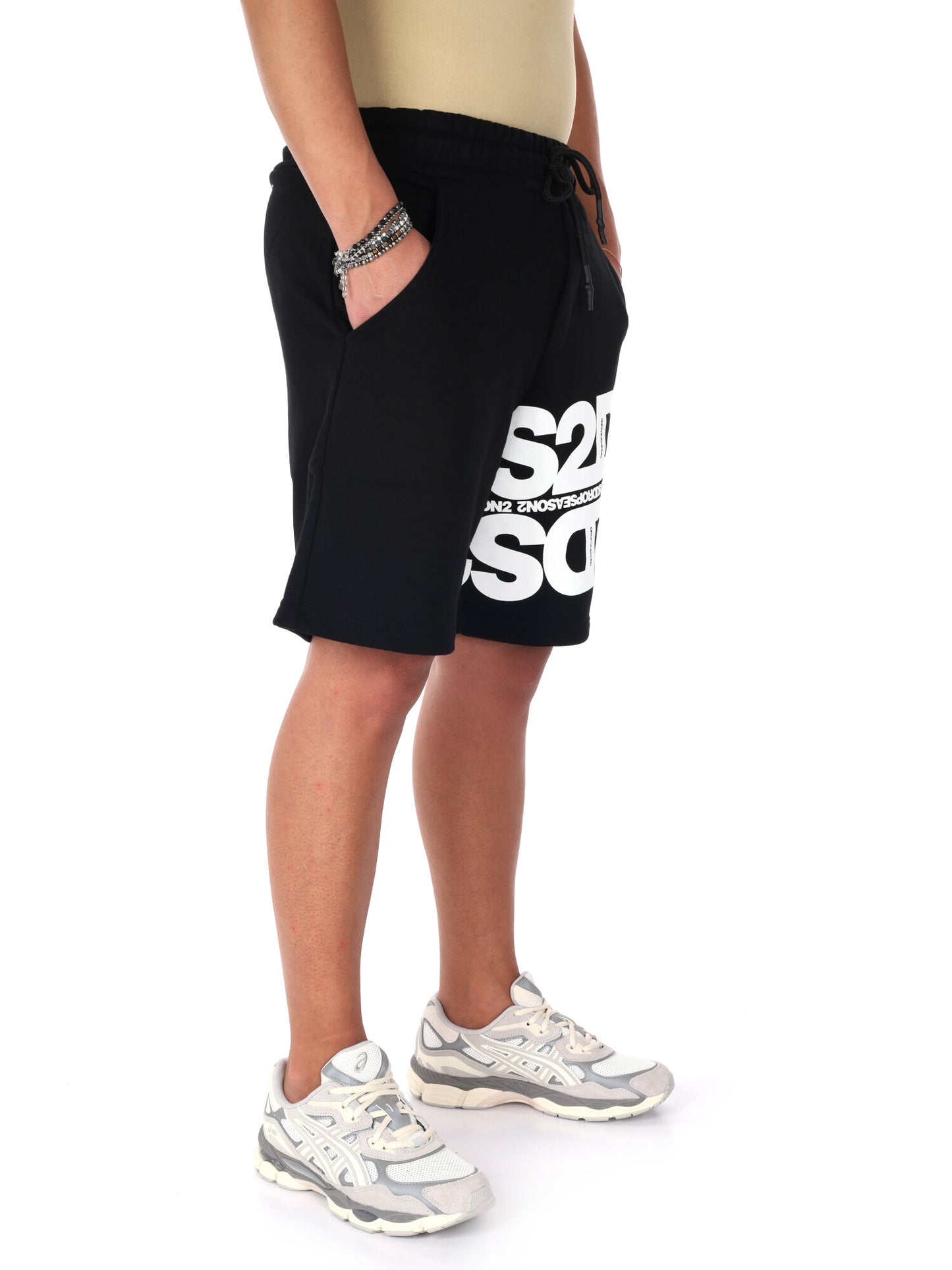 Bermuda DS2 da Uomo nero con maxi scritta