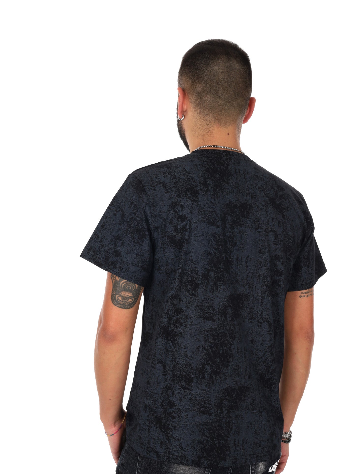 DS2 Drop Season 2, t-shirt uomo nera con design camo tono su tono