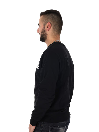 Felpa girocollo da uomo DS2 in cotone nera con logo stampato