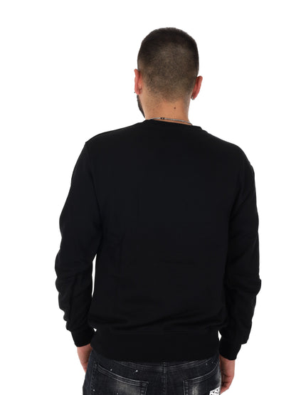 Felpa girocollo da uomo DS2 in cotone nera con logo stampato