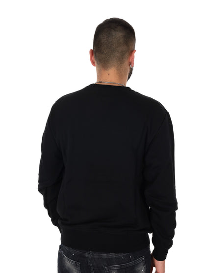 Felpa girocollo da uomo DS2 in cotone nera con logo stampato