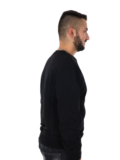 Felpa girocollo da uomo DS2 in cotone nera con logo stampato