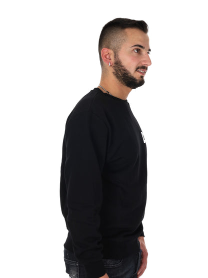 Felpa girocollo da uomo DS2 in cotone nera con logo stampato