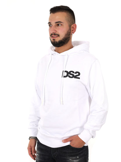 Felpa con cappuccio Ds2 da uomo bianca, stile primavera-estate