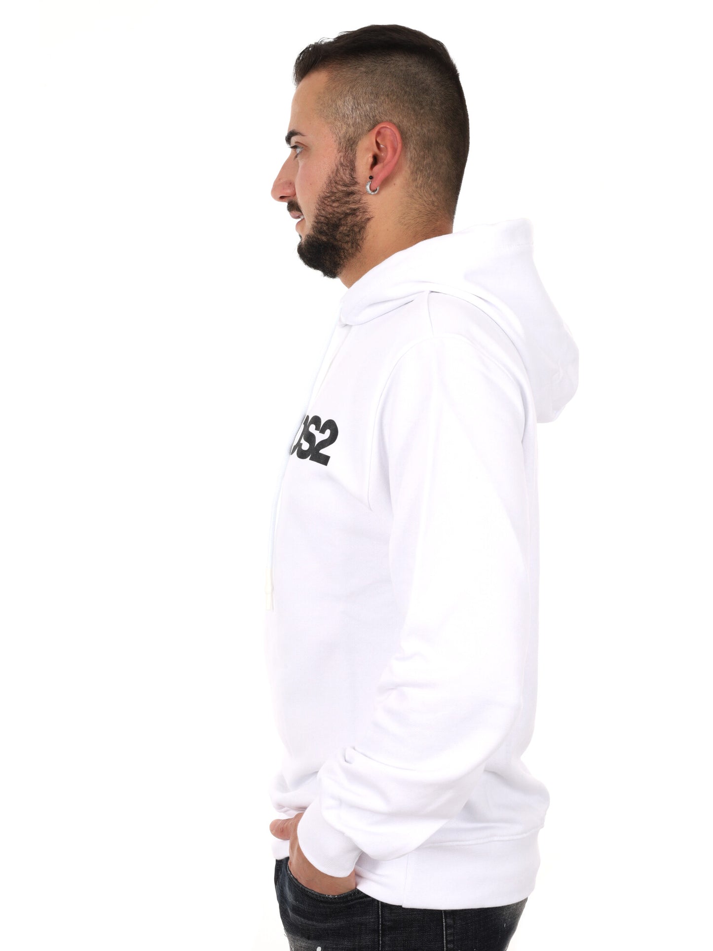 Felpa con cappuccio Ds2 da uomo bianca, stile primavera-estate