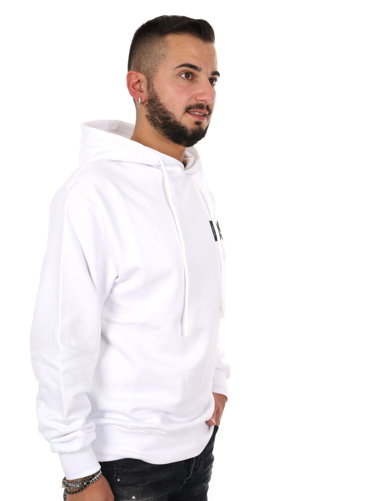 DS2 felpa cappuccio da uomo bianco