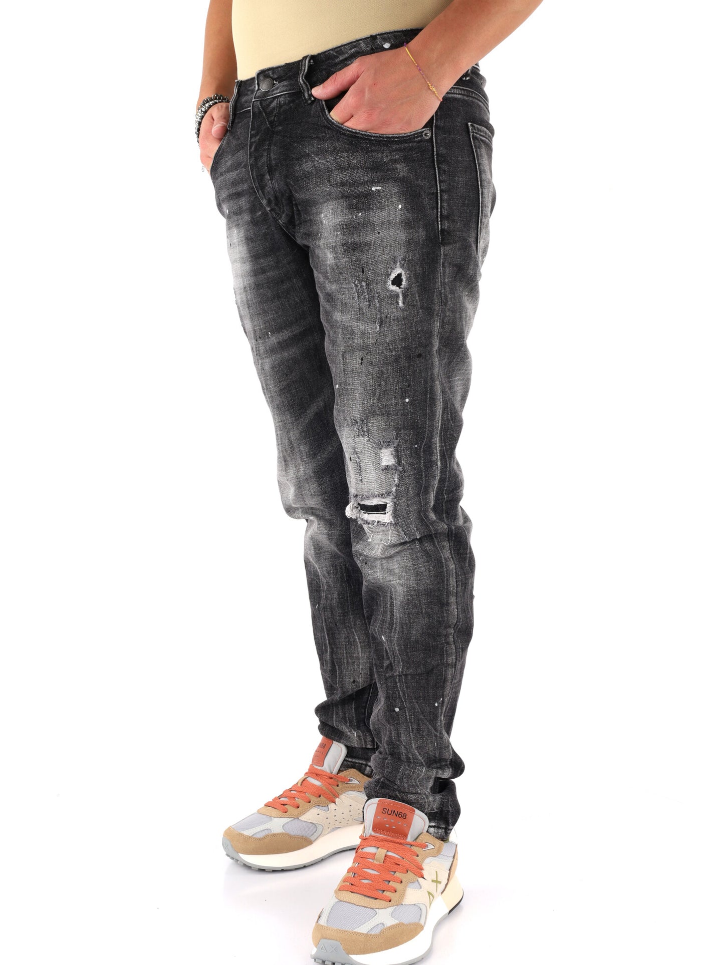 Jeans da uomo DS2 neri, modello SS26D11 37 per primavera estate