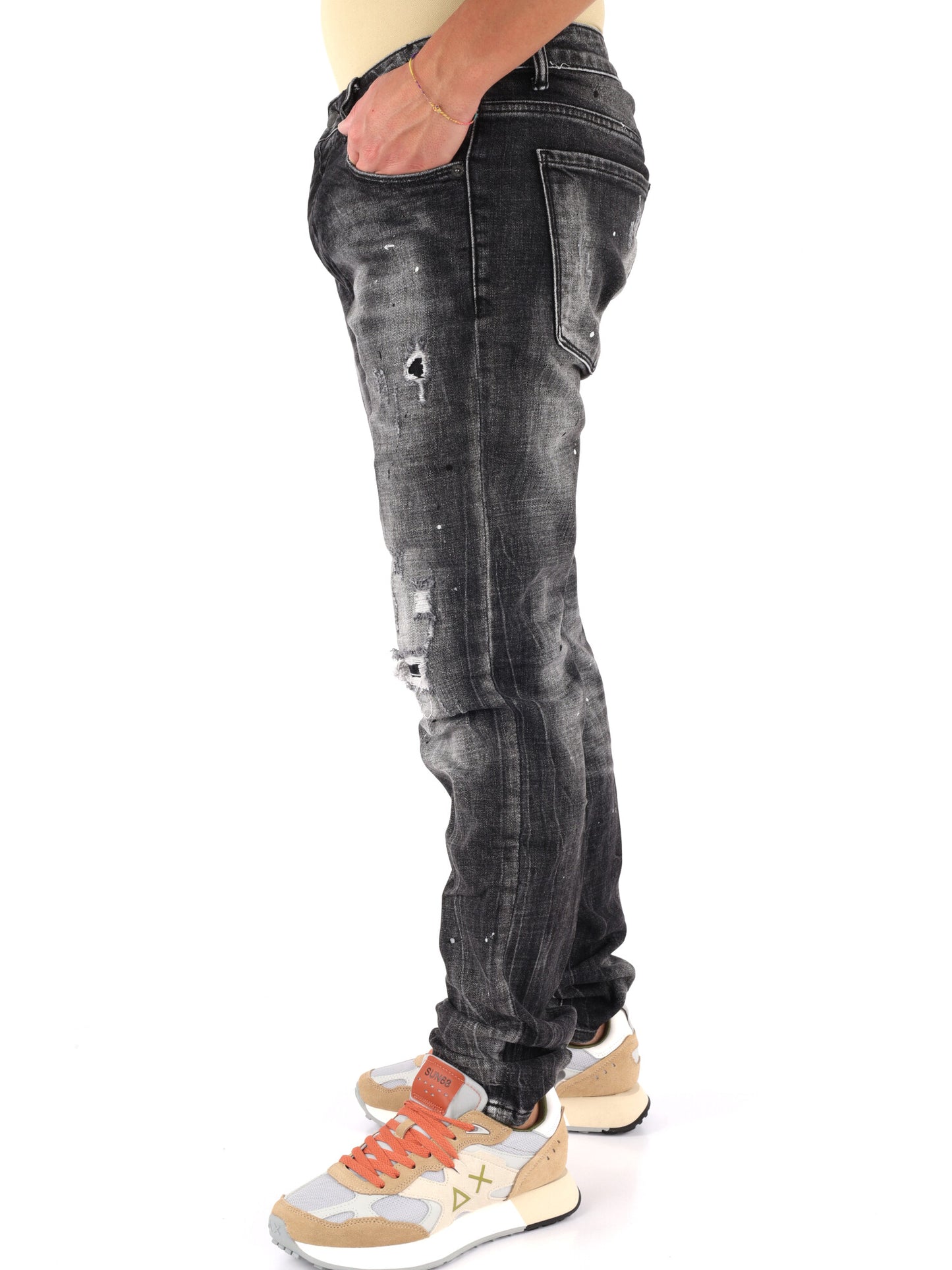 Jeans da uomo DS2 neri, modello SS26D11 37 per primavera estate