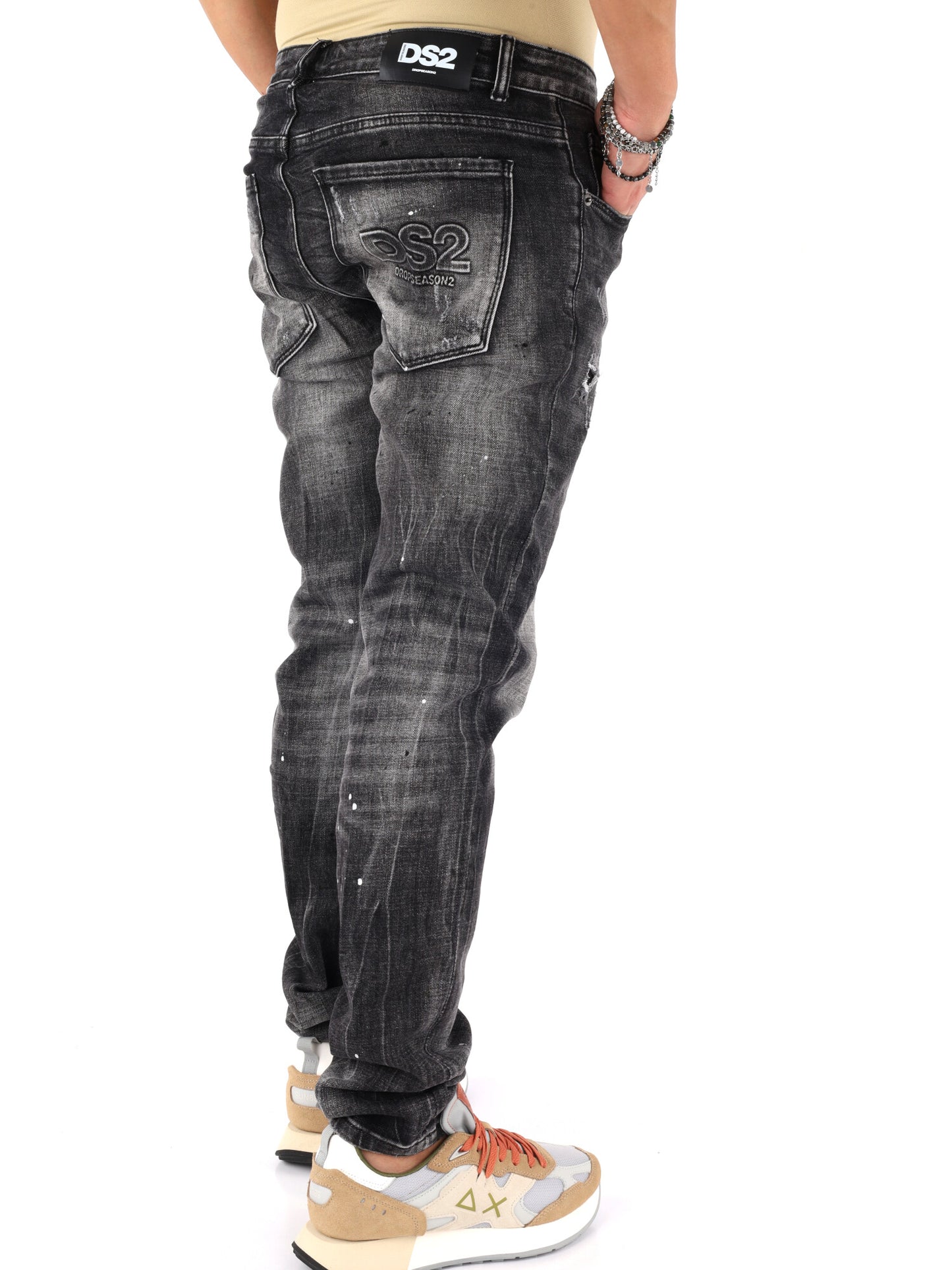 Jeans da uomo DS2 neri, modello SS26D11 37 per primavera estate