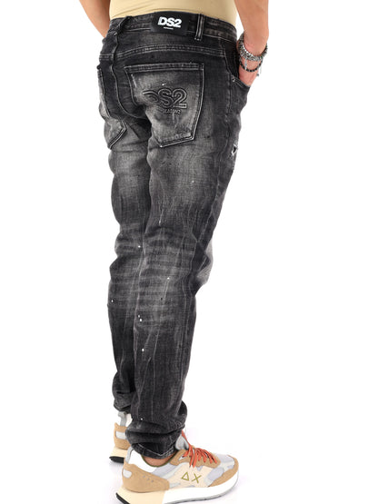 Jeans da uomo DS2 neri, modello SS26D11 37 per primavera estate