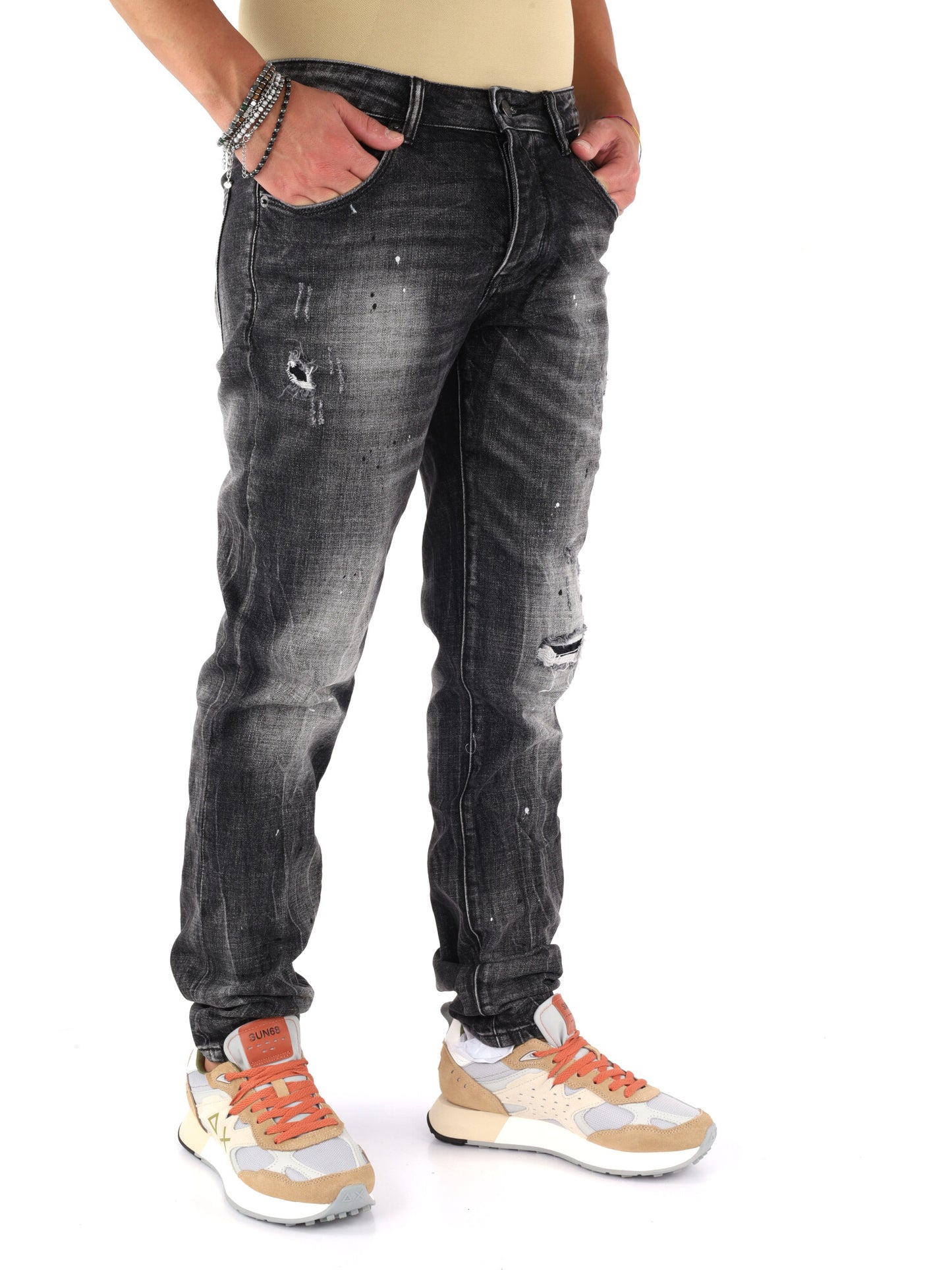 Jeans da uomo DS2 neri, modello SS26D11 37 per primavera estate