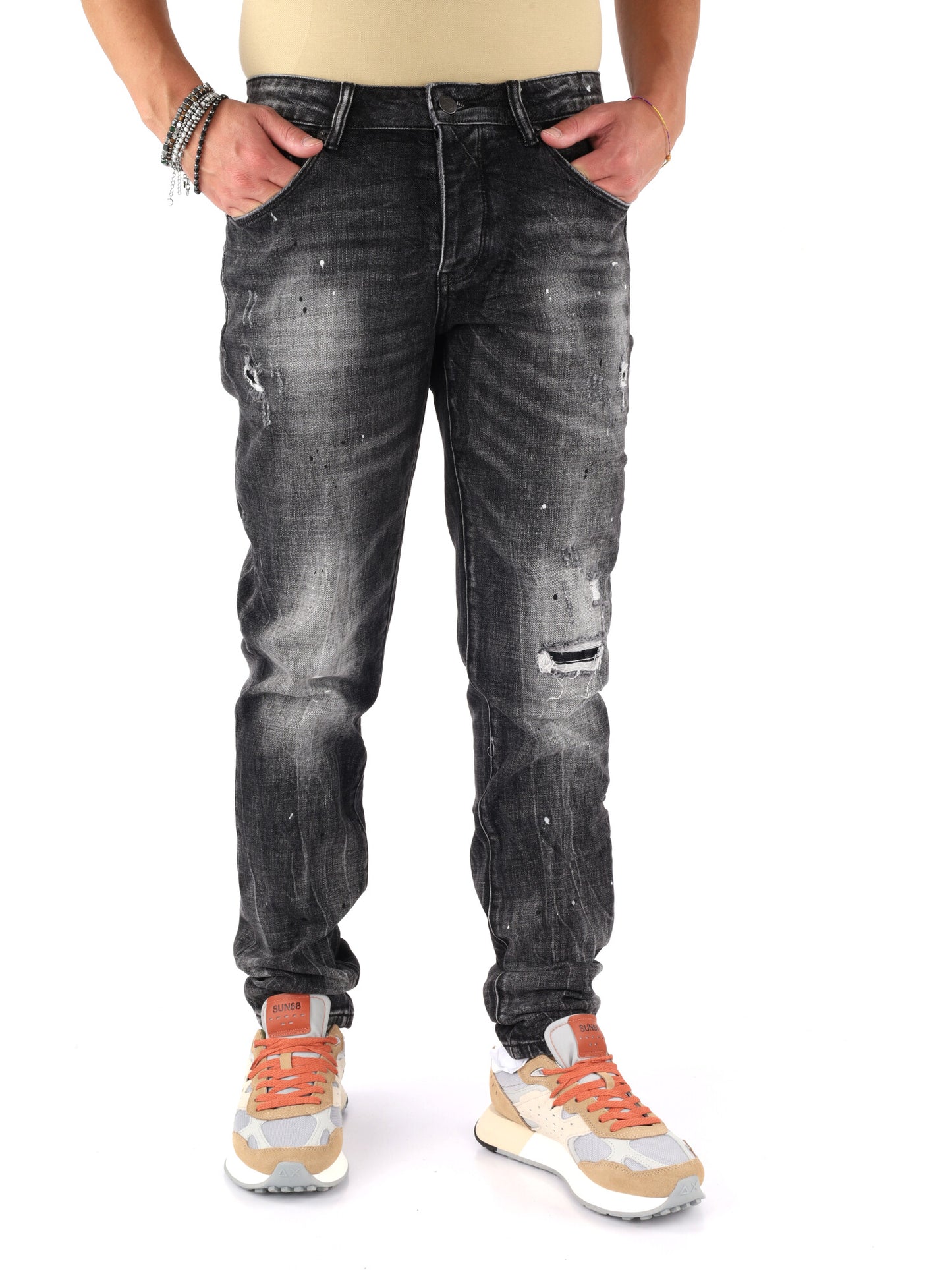 Jeans da uomo DS2 neri, modello SS26D11 37 per primavera estate