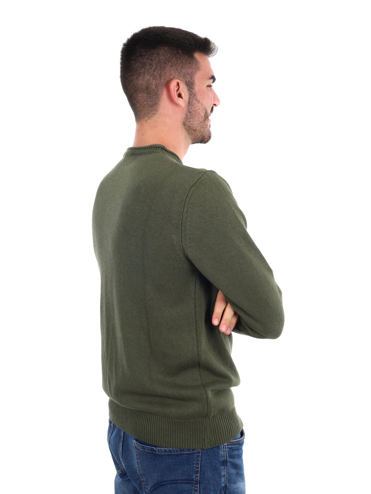 MAGLIA STONE GIROCOLLO FB DA UOMO VERDE MILITARE