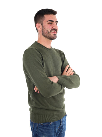 MAGLIA STONE GIROCOLLO FB DA UOMO VERDE MILITARE