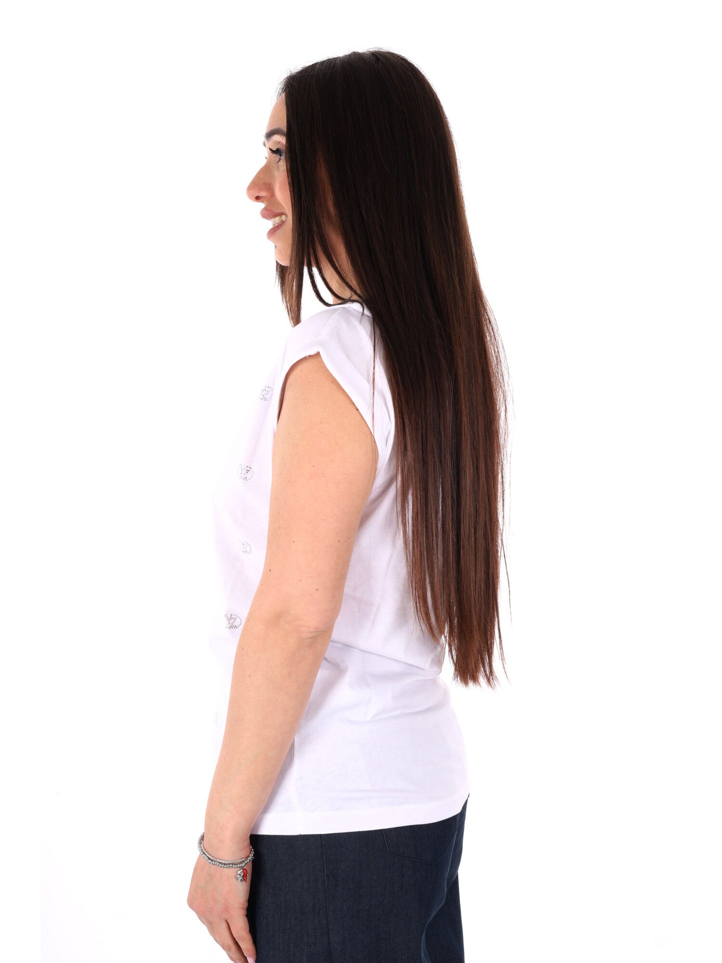 T-shirt maniche corte Yes-Zee da donna bianca
