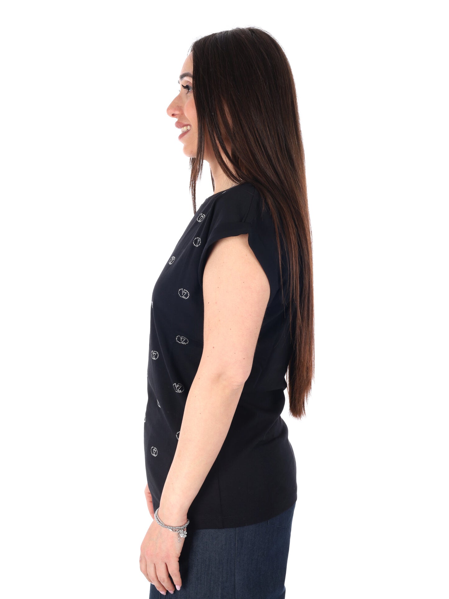 T-shirt maniche corte da donna Yes-Zee in nero