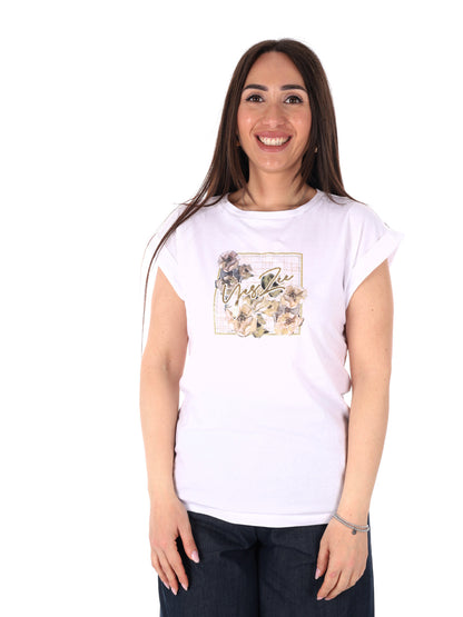 Yes-Zee T-shirt maniche corte donna bianca per primavera
