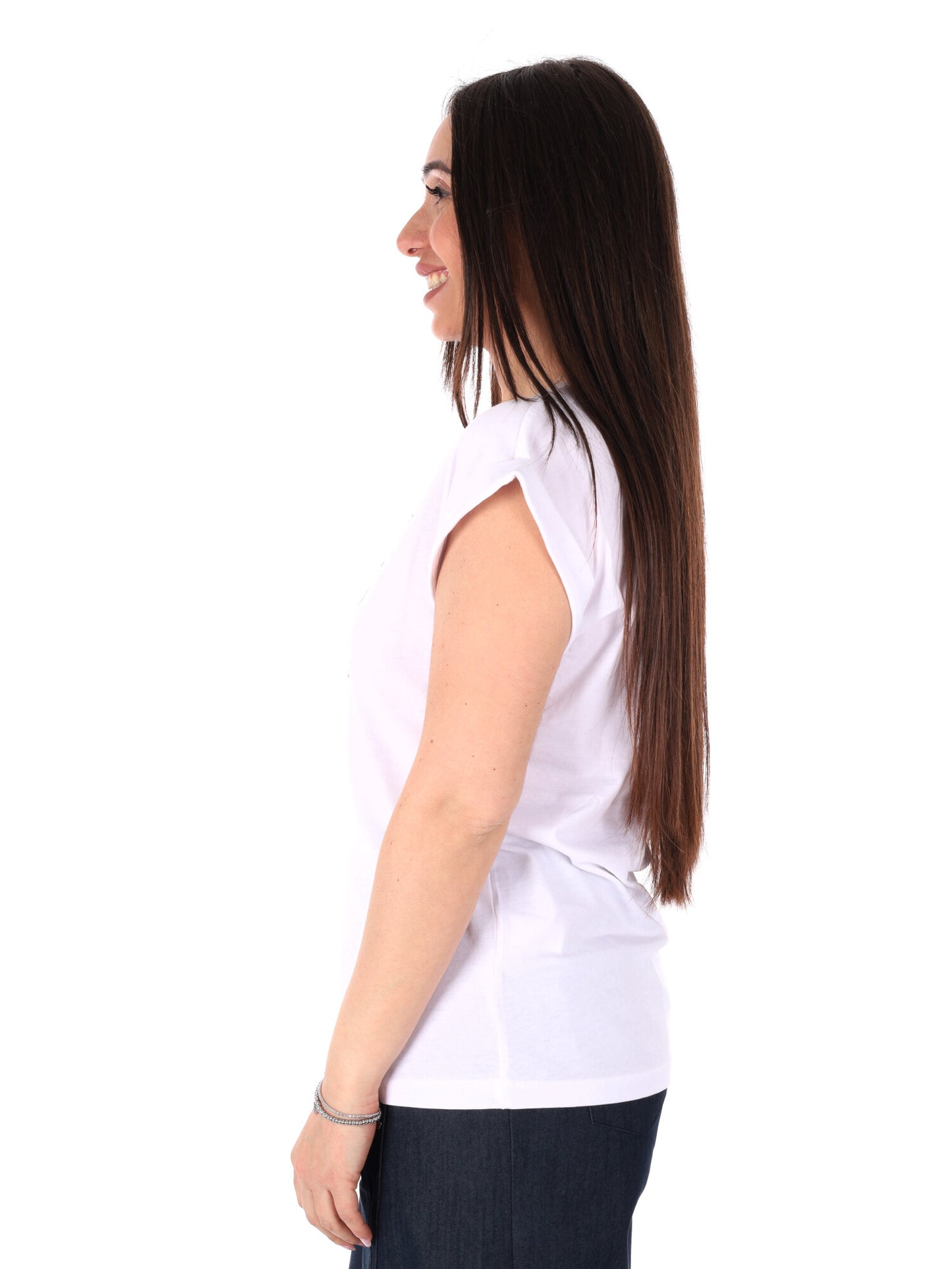 Yes-Zee T-shirt maniche corte donna bianca per primavera