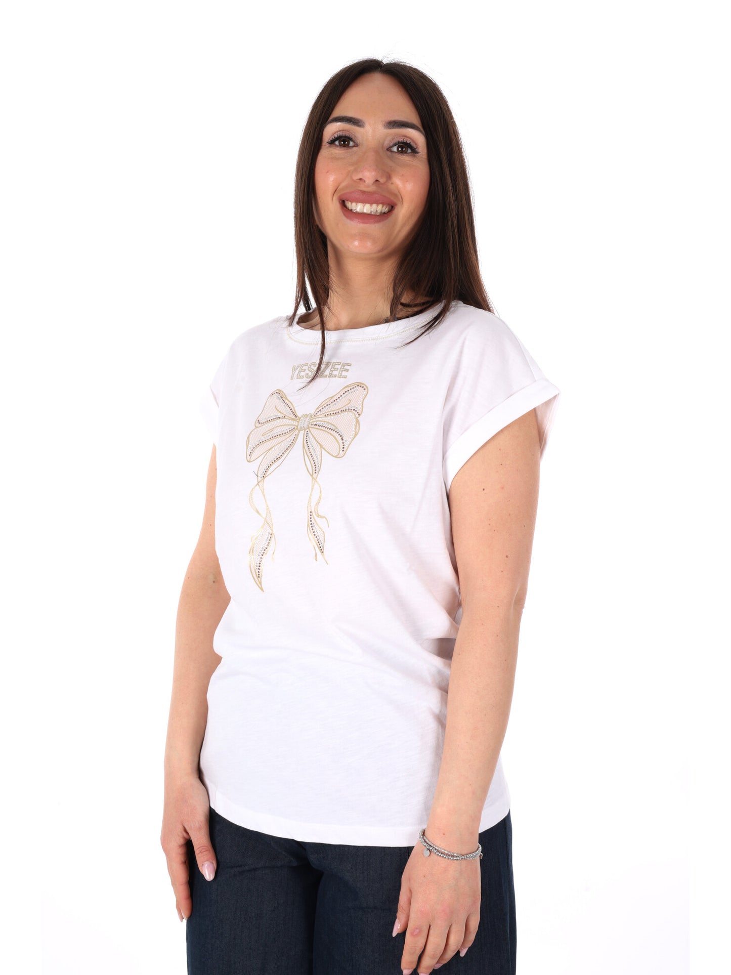 Yes-Zee T-shirt in bianco donna per la primavera estate