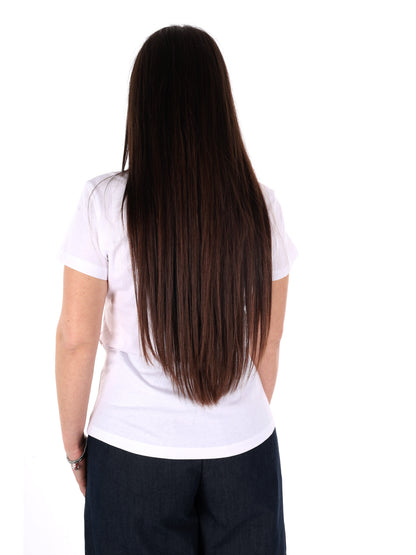 Yes-Zee T-shirt donna a maniche corte bianca con applicazioni