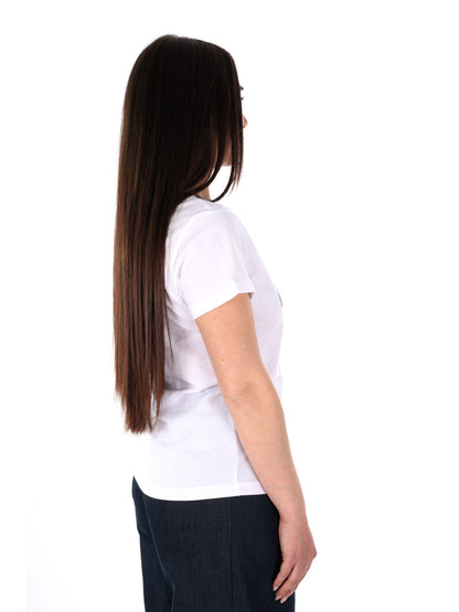 Yes-Zee T-shirt donna a maniche corte bianca con applicazioni