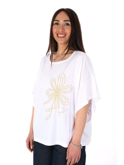 Yes-Zee t-shirt manica corta donna bianca per primavera-estate