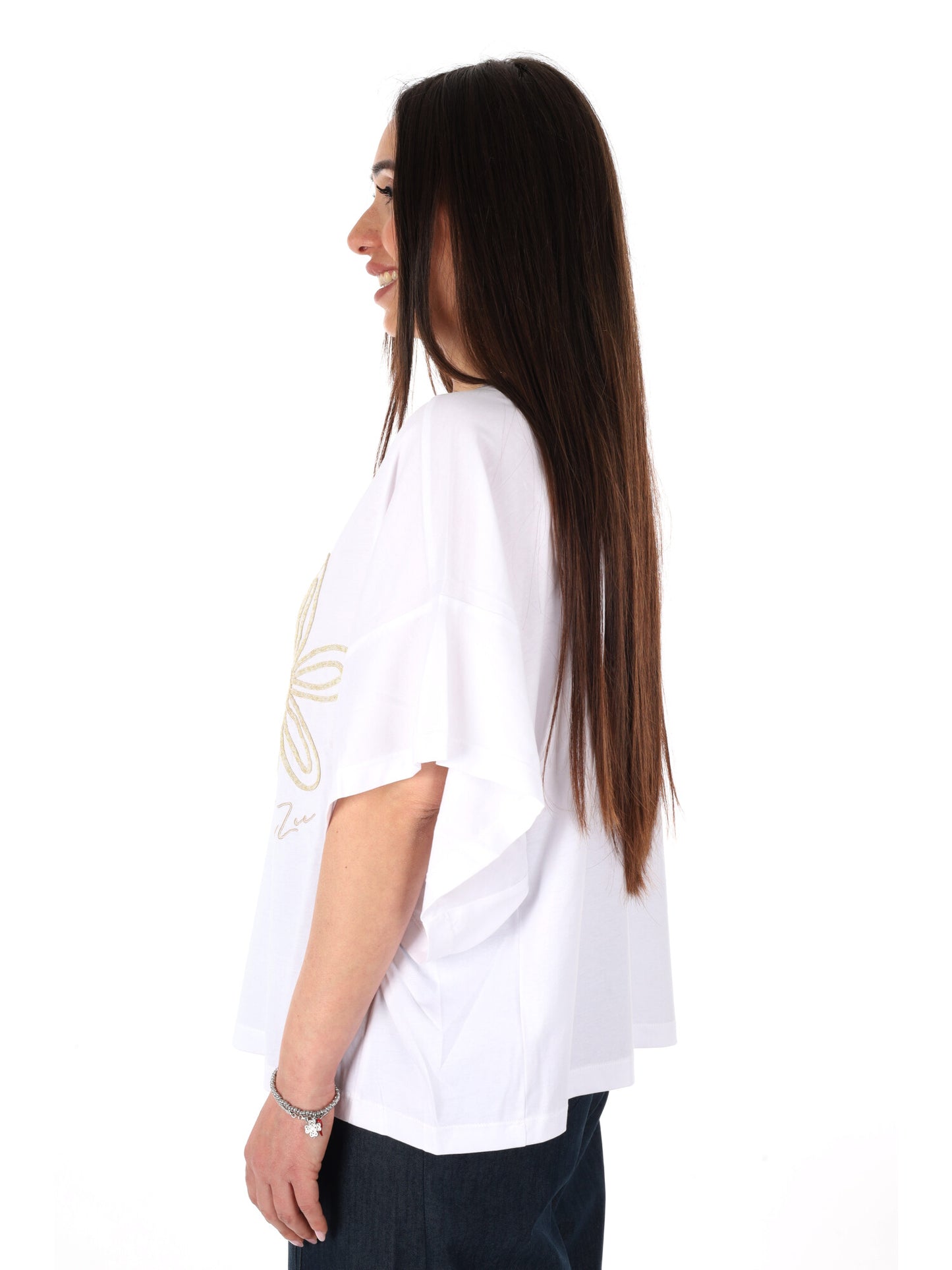 Yes-Zee t-shirt manica corta donna bianca per primavera-estate