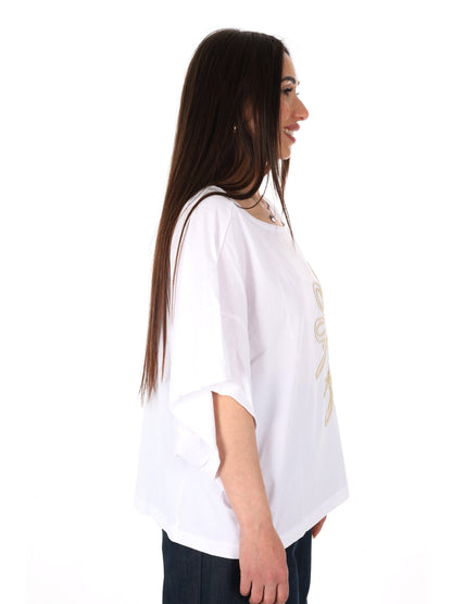 Yes-Zee t-shirt manica corta donna bianca per primavera-estate