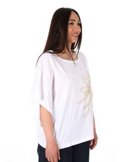 Yes-Zee t-shirt manica corta donna bianca per primavera-estate