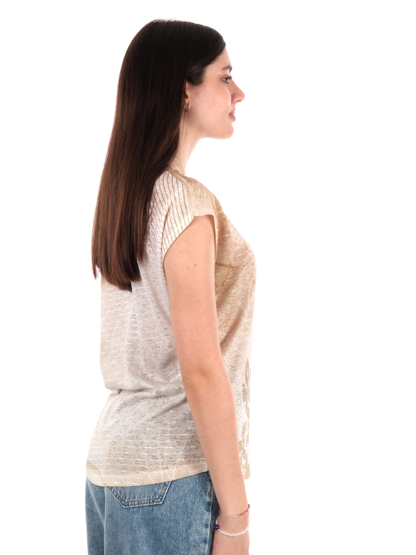 T-SHIRT CON STAMPA YES ZEE DONNA BEIGE